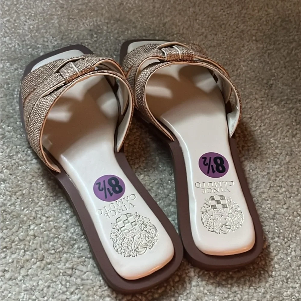 Vince Camuto Braided Tan Slide Mules